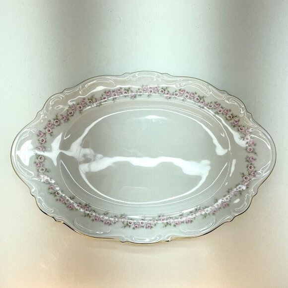 Vintage MITTERTEICH LADY BEATRICE 12.5" Oval Serving Platter Gilded Rims Germany - Picture 2 of 16